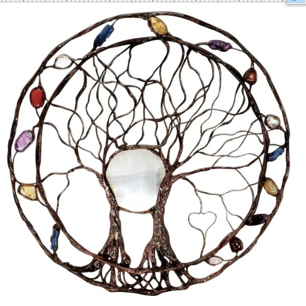 Decoración de pared colgante de metal de anillo de árbol de la vida