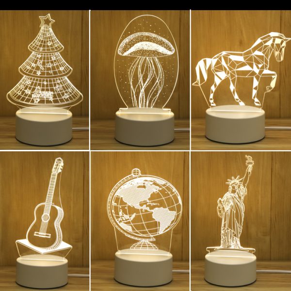 Lámpara de mesa luces acrílicas de neón 3D estéreo