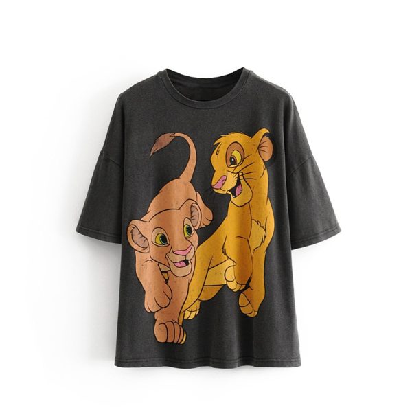 Camiseta de mujer con estampado de rey León