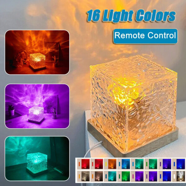 Lámpara de mesa de cristal RGB regulable, decoración del hogar, 16 colores