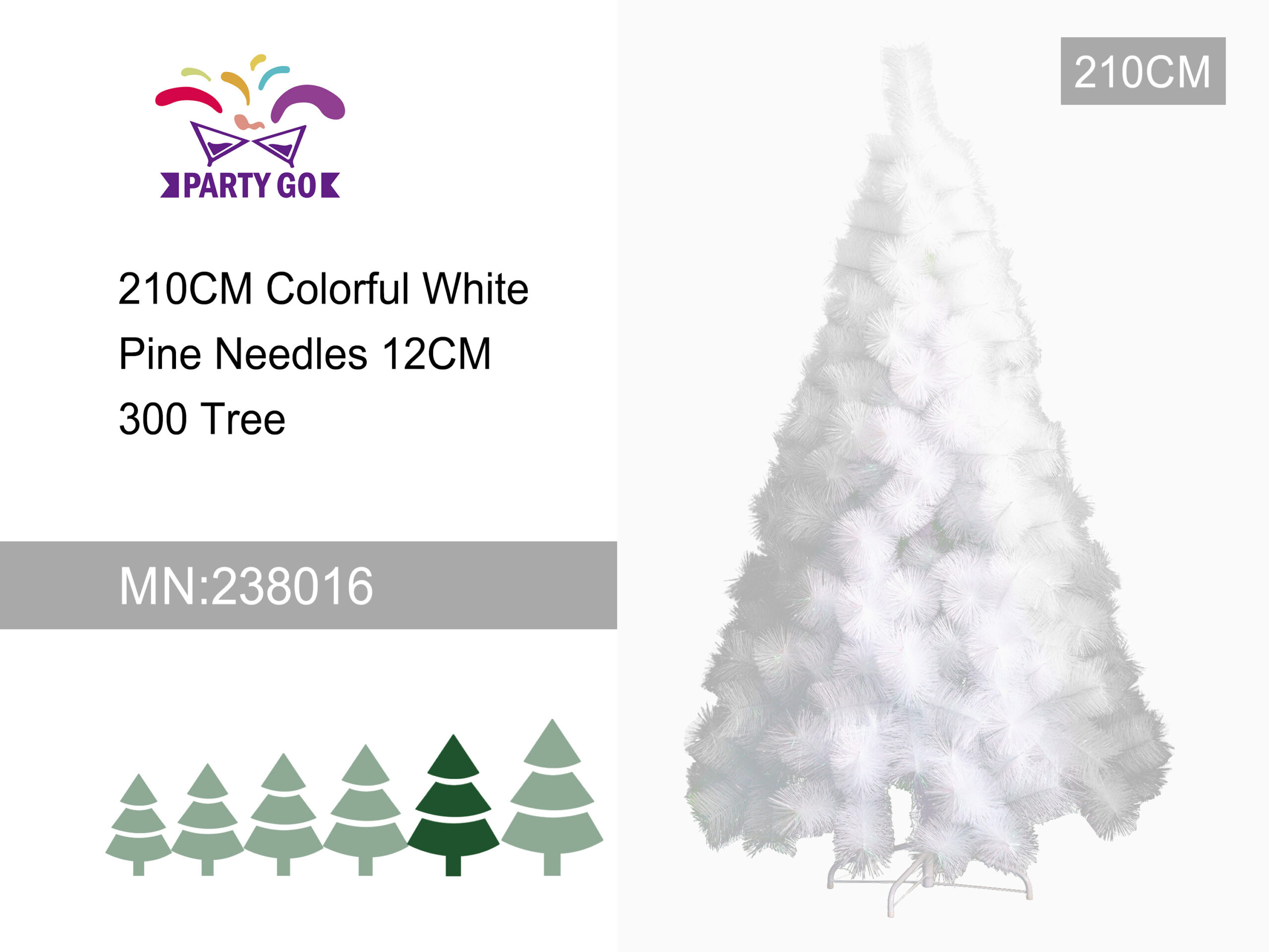 Árbol de Navidad. Agujas de pino blanco de colores de 150-180-210 cm y 12 cm de diámetro. - Imagen 3