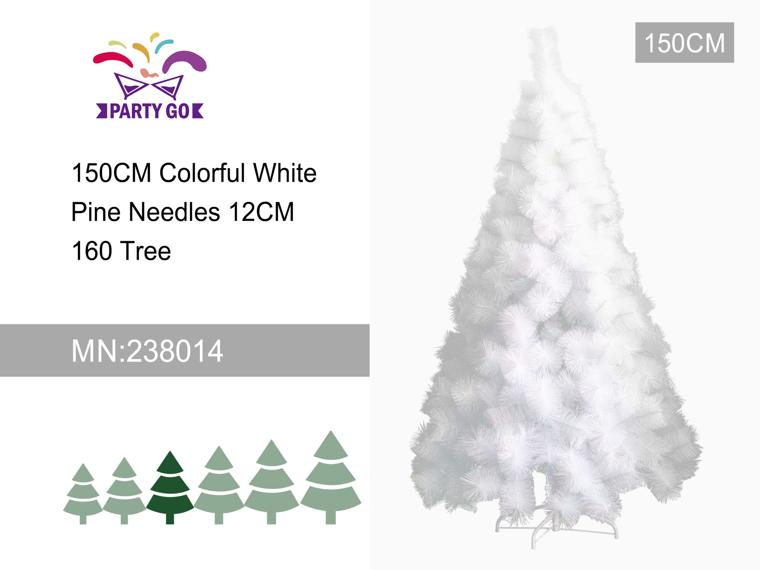 Árbol de Navidad. Agujas de pino blanco de colores de 150-180-210 cm y 12 cm de diámetro. - Imagen 2