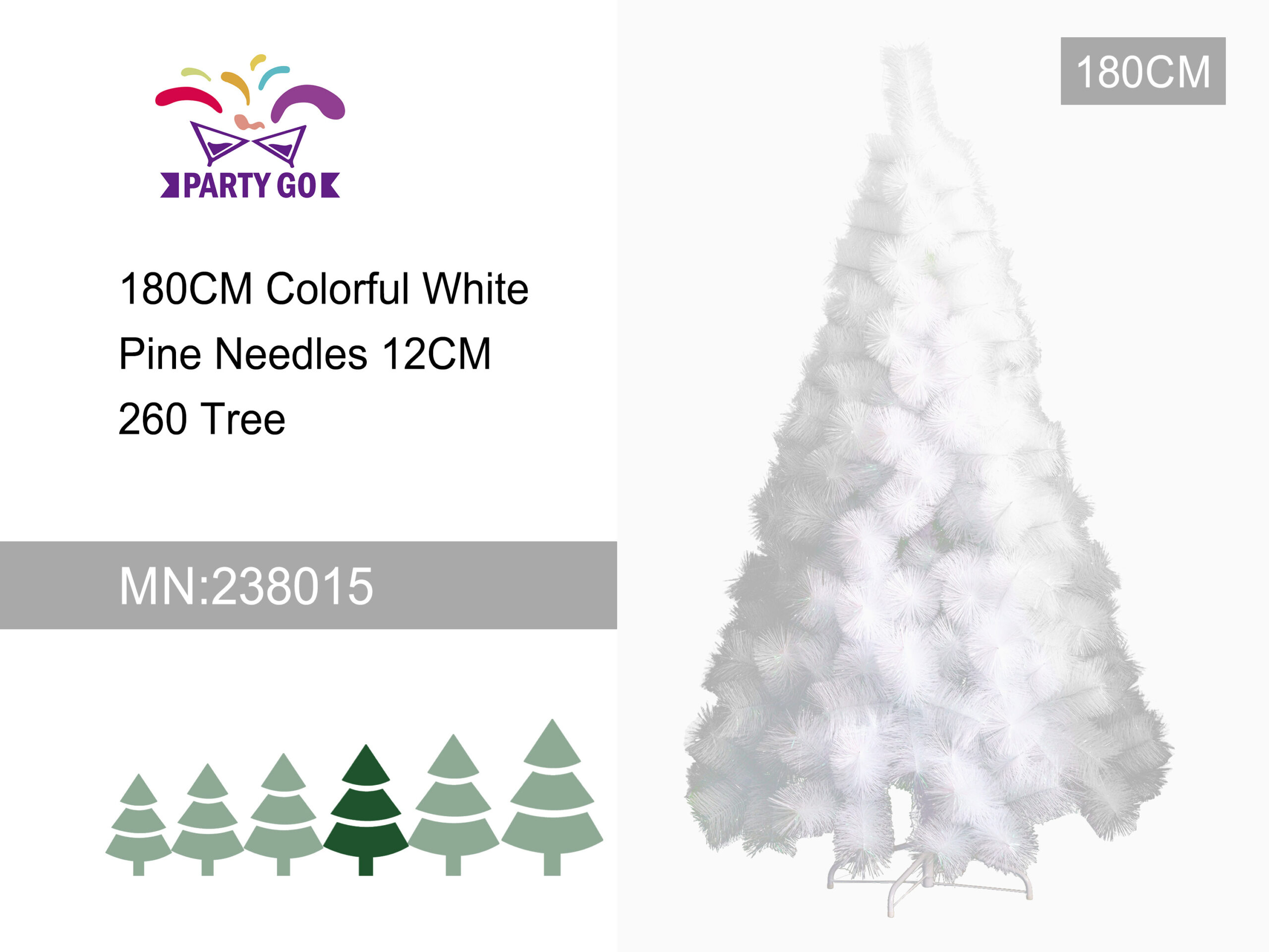 Árbol de Navidad. Agujas de pino blanco de colores de 150-180-210 cm y 12 cm de diámetro. - Imagen 4