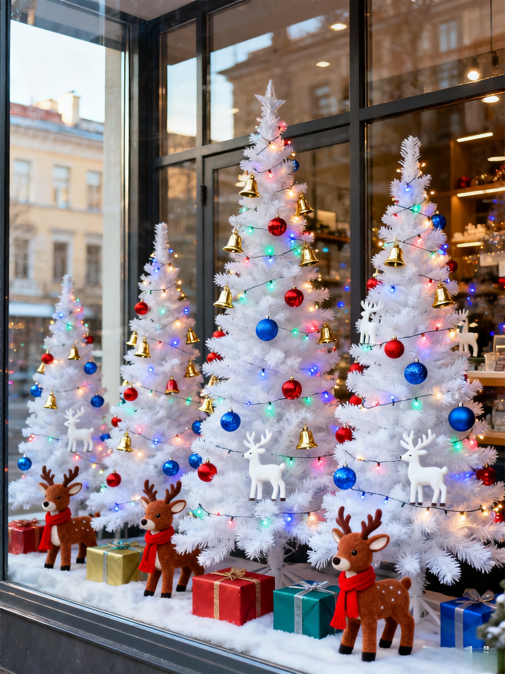 Árbol de Navidad. Agujas de pino blanco de colores de 150-180-210 cm y 12 cm de diámetro.