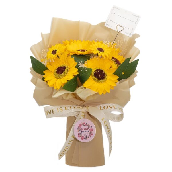 Ramo grande de girasoles de jabón - El amor es eterno - Tarjeta de regalo