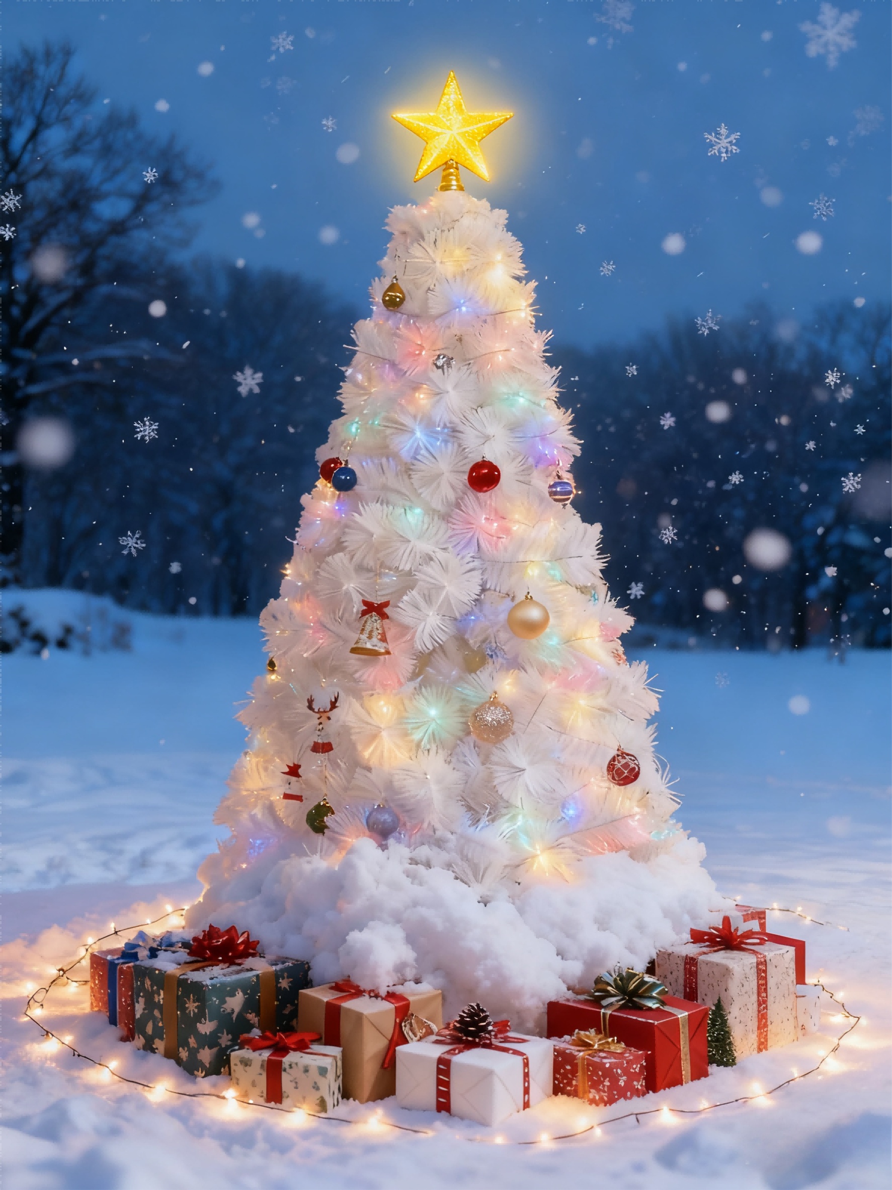 Árbol de Navidad. Agujas de pino blanco de colores de 150-180-210 cm y 12 cm de diámetro. - Imagen 5