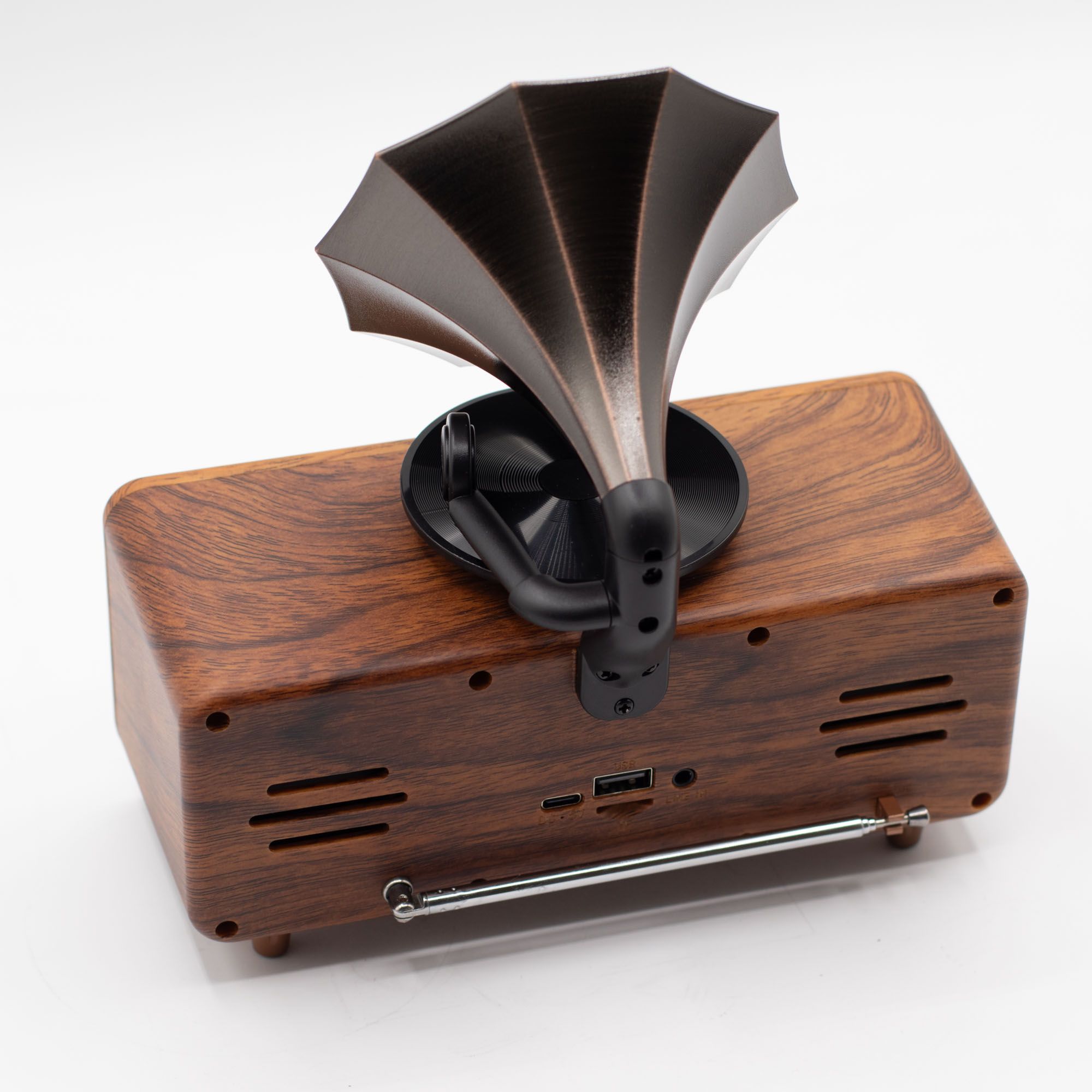 Altavoz de gramófono doble mini retro - Bluetooth - 5,4 vatios x 2 - Imagen 2
